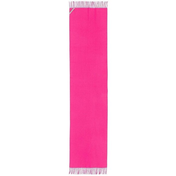 ACNE STUDIOS Canada Narrow Fluo Pink 100% Wool Fringe Rectangle Scarf - Picture 9 of 12